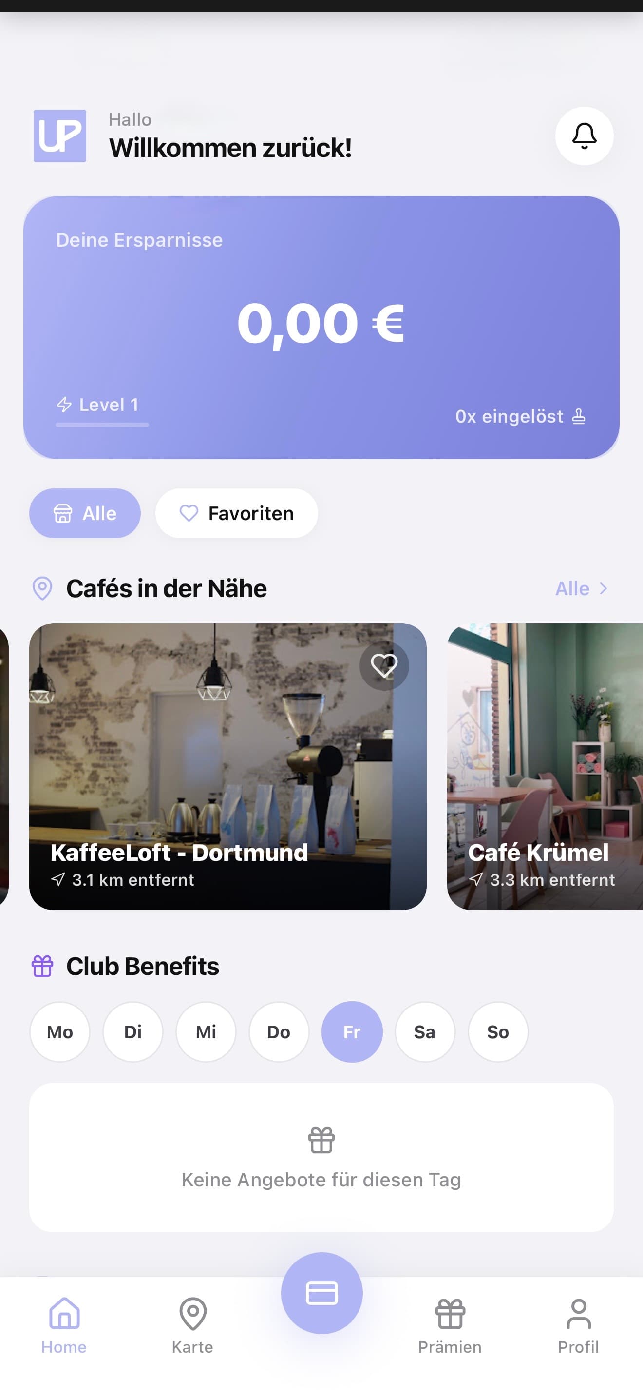 Fyllup App Startseite